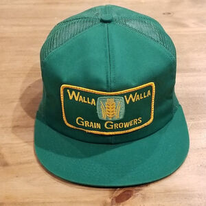 Vintage Walla Walla Grain Growers Hat Snapback Green Farm Farming Big Patch
